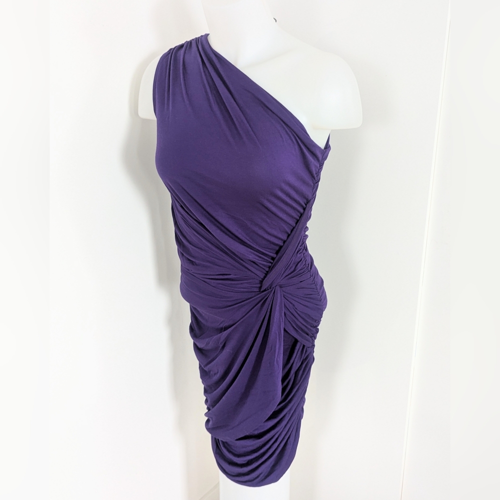 TART Veronica One Shoulder Ruched Bodycon Dress In Parachute Purple; Size L